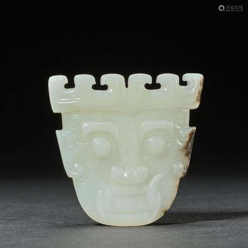 China before Ming Dynasty Hetian Jade Human Face Jade