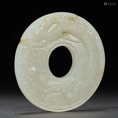 China before Ming Dynasty Hetian Jade Round Wall