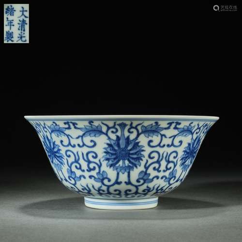 Qing Dynasty, Guangxu, Flower Pattern, Blue and White Porcel...