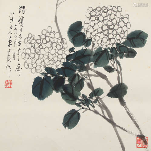 李丁陇 花卉 纸本设色镜片