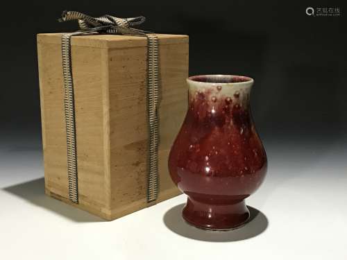 清代 红釉敞口花瓶
