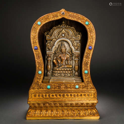 乾隆六十一年班禪額爾德尼恭進大利盆梵銅琍瑪釋迦牟尼佛