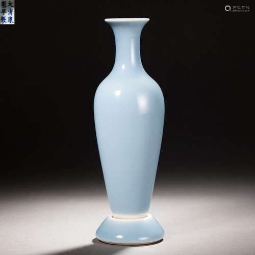 A Chinese Sky Blue Glaze Willow Vase