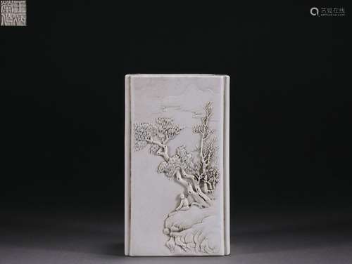 A Chinese Grisaille Glaze Square Brushpot