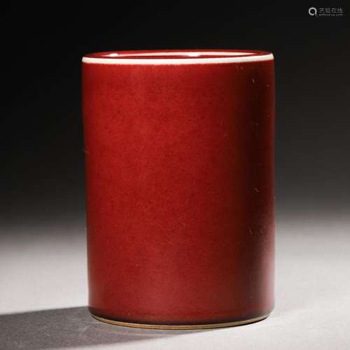 A Chinese Copper Red Glaze Brushpot