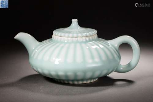 A Chinese Sky Blue Glaze Teapot