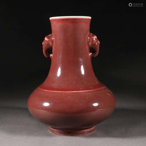 A Chinese Lang-ware Copper Red Vase