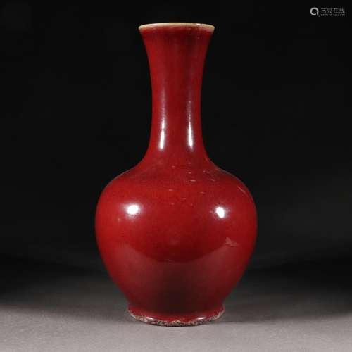 A Chinese Red Glaze Baluster Vase