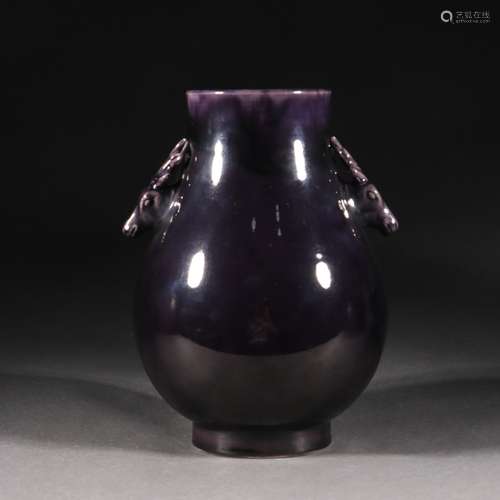 A Chinese Aubergine Glaze Zun Vase