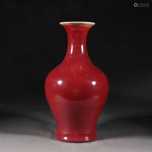 A Chinese Red Glaze Baluster Vase