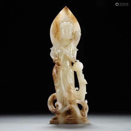 Hetian Jade Yulong Guanyin Ornament