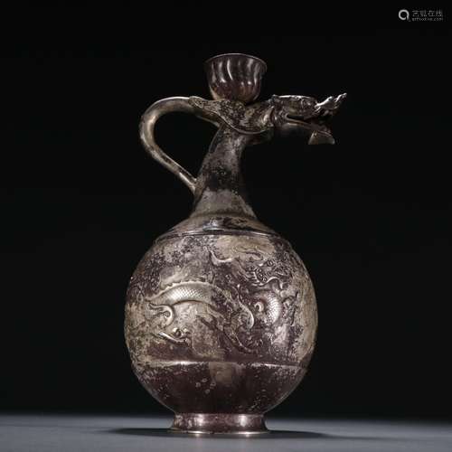 Old sterling silver dragon play pot