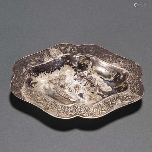 Old sterling silver double phoenix dish