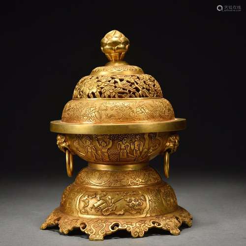 Bronze gilt character story aromatherapy burner