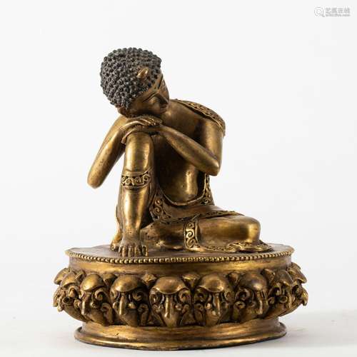 A Bronze gilt sleeping Buddha statue