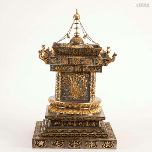 A Gilt Silver Pagoda