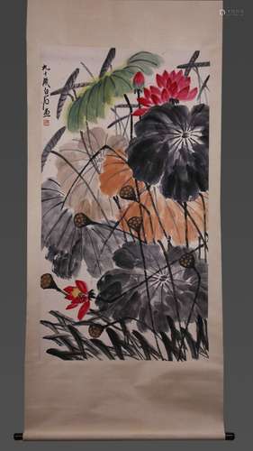 A Qi Baishi lotus painting