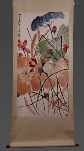 A Qi Baishi lotus painting