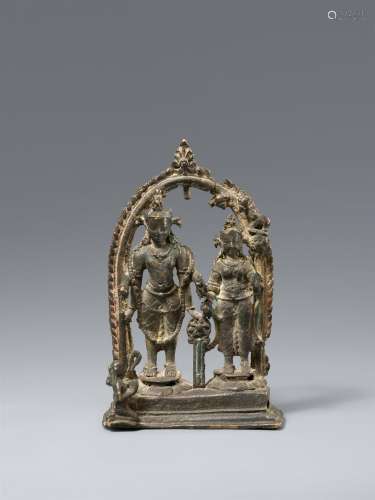 Vishnu und Lakshmi. Bronze. Ost-Indien, Bihar. Pala-Sti