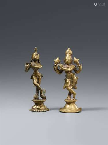 Zwei Figuren des Venugopala. Gelbguss. 18. Jh. oder spä