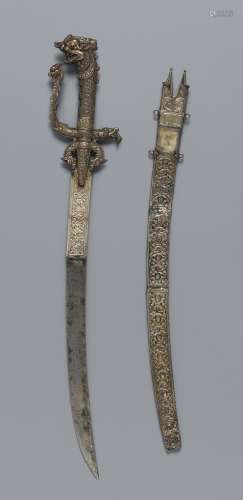 Schmuckschwert (kasthane) mit Scheide. Silber. Sri Lank