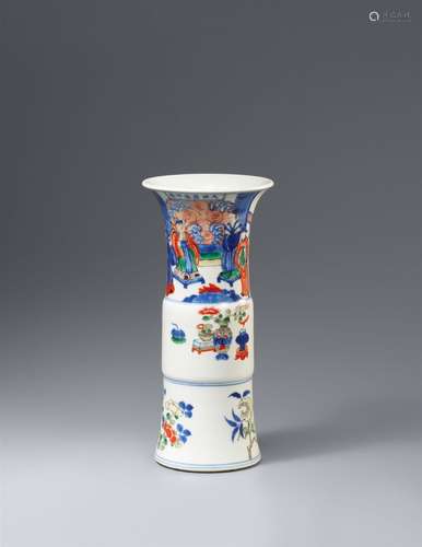 Wucai-Bechervase. Kangxi-Ära (1662-1722)<br/>Gu-förmig...