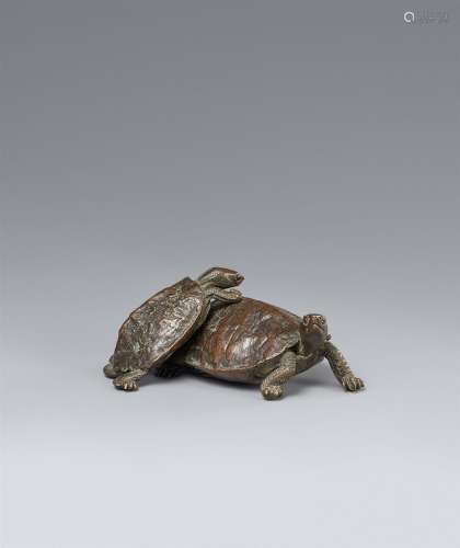 Zwei Schildkröten. Kleines Okimono. Bronze. 19. Jh.<br/&g...