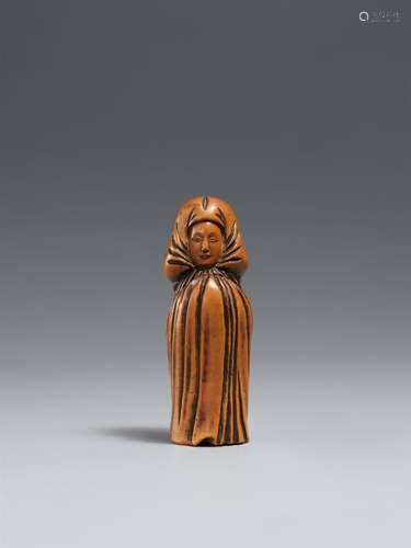 Shunga-Netsuke einer jungen Frau. Buchsbaum und Elfenbe