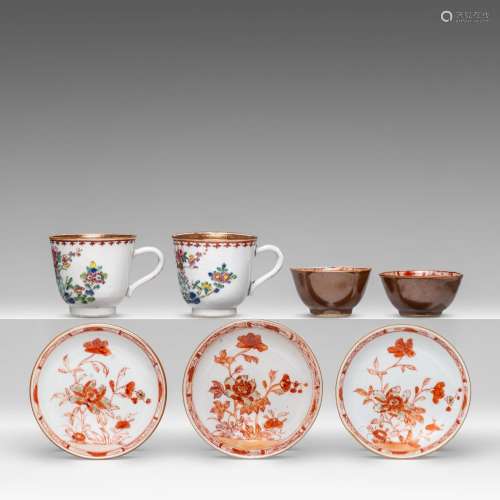 A small collection of Chinese famille rose and iron-red on c...