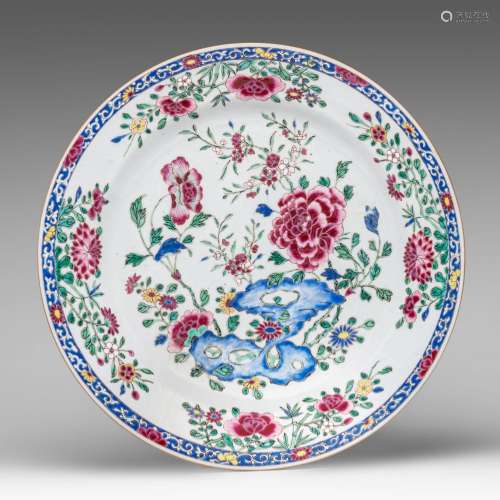 A Chinese famille rose 'Poeny garden' export porcelain charg...