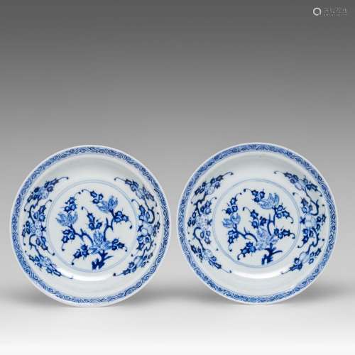 A pair of Chinese blue and white 'Sanduo' dishes, Yongzheng ...