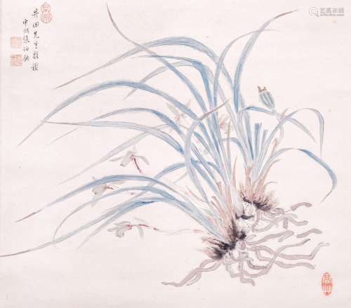 A Chinese 'Orchid' scroll painting, watercolour on paper, se...