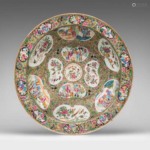 A Chinese Canton famille rose basin bowl, 19thC, dia 47 - H ...