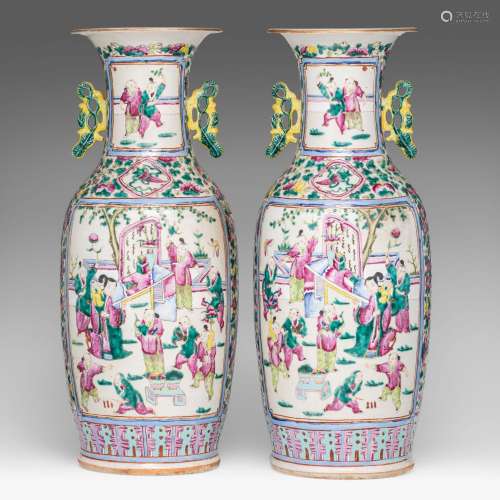 A pair of Chinese famille rose 'Playful boys in a garden' va...