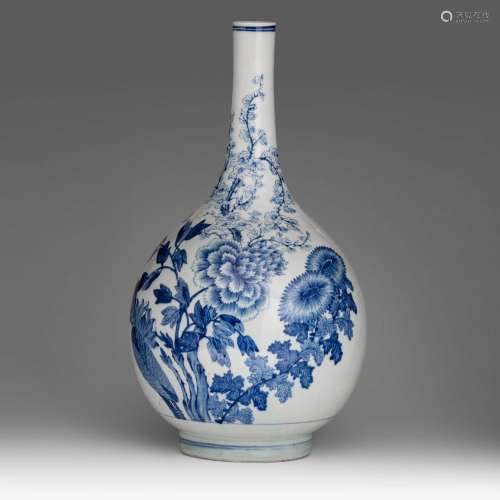 A large and elegant Chinese blue and white 'Flower Garden' b...