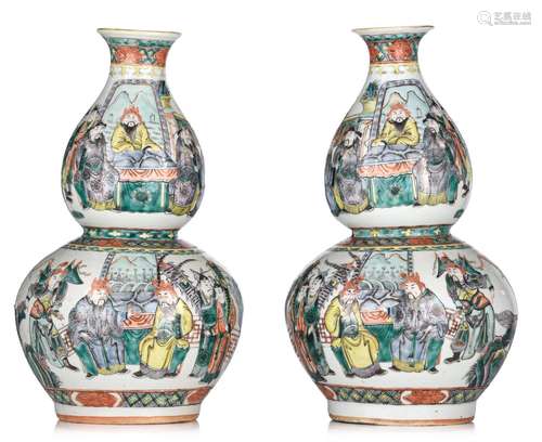 A pair of Chines famille verte double-gourd 'The Romance of ...