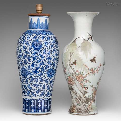 A Chinese famille rose baluster vase, with a signed text, Re...