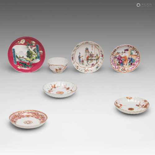 A small collection of Chinese famille rose tea ware, 18thC, ...