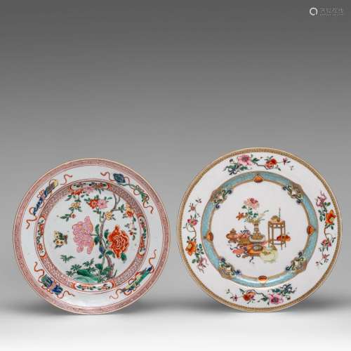 A fine Chinese famille rose 'Hundred Antiquities' plate, Yon...