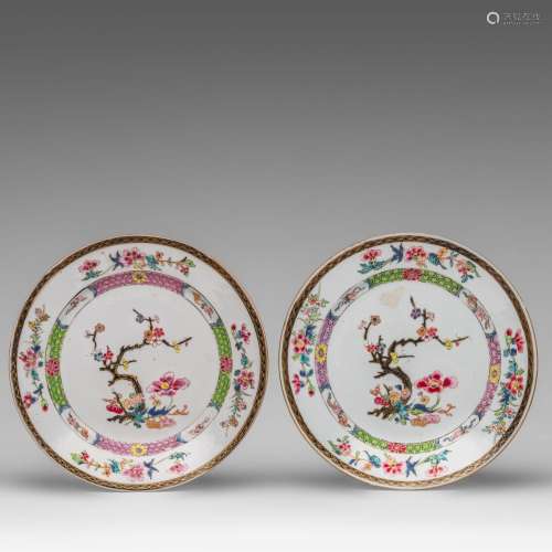 A series of two fine Chinese famille rose 'Prunus and Pumpki...