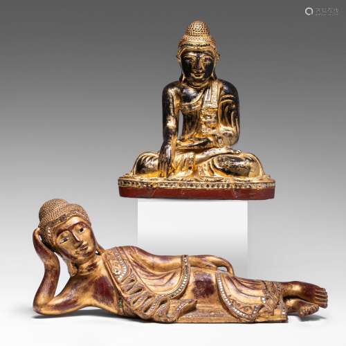 A Burmese lacquered seated Buddha, late 19thC/20thC, H 32,5 ...
