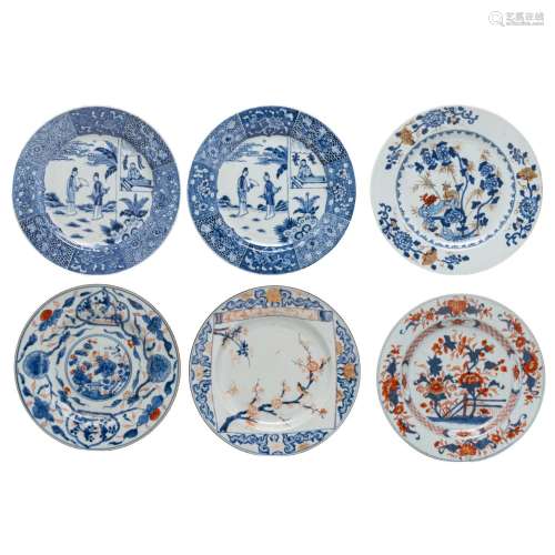 A collection of Chinese blue and white and Imari export porc...