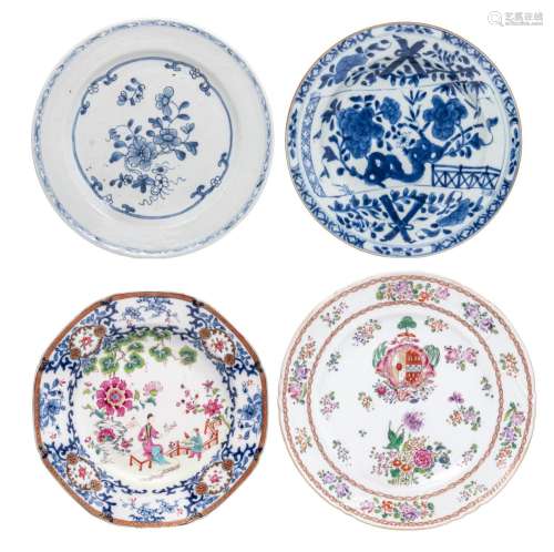 A collection of two Chinese blue and white dishes, 18thC - a...