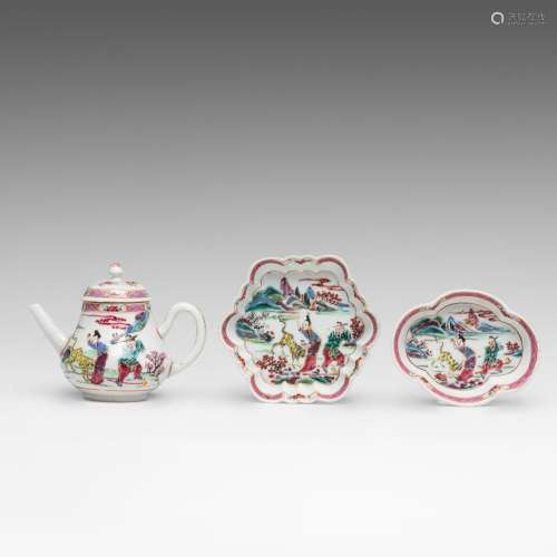 A set of Chinese famille rose 'Lady and Tiger' export porcel...