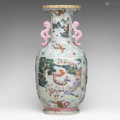 A large Chinese famille rose 'One Hundred Boys' vase, paired...