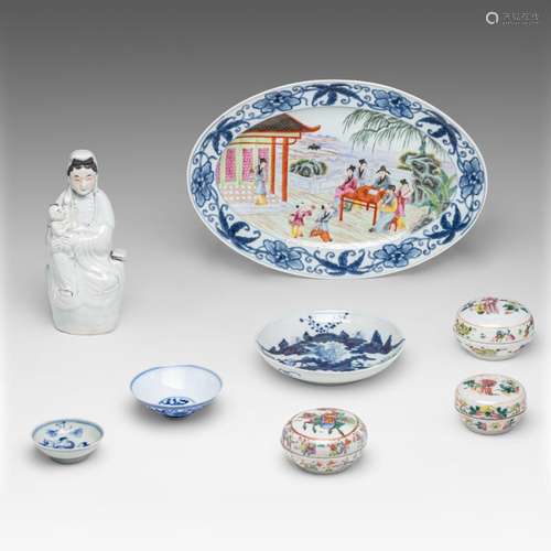 A Chinese famille rose and blue and white export ware, late ...