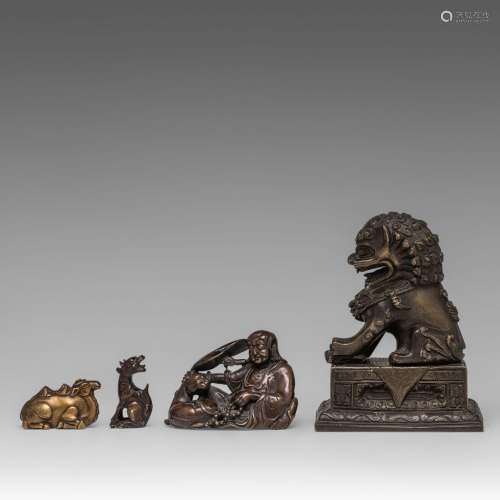 A collection of Chinese bronze figures, Qing dynasty, talles...