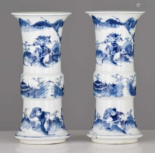 A similar pair of Chinese copper-red and underglaze blue gu ...