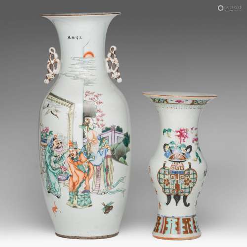 A Chinese famille rose 'Fu Lu Shou Xing' vase, with a signed...