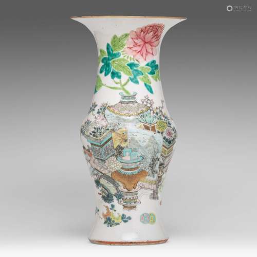 A Chinese famille rose 'One Hundred Treasures' yenyen vase, ...